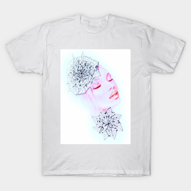 pink blue fashion illustration T-Shirt by chandelier2137